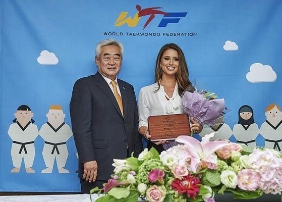 She was presented with a with a plague by WTF President Chungwon Choue, at a ceremony held at its headquarters in Seoul to mark her appointm