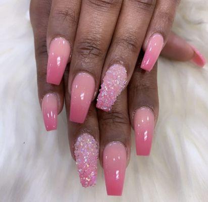 ombre nails with pixie dust