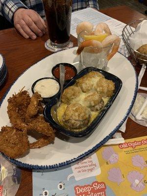 Parrot Isle Jumbo Coconut Shrimp, Seafood-Stuffed Mushrooms and Shrimp Cocktail