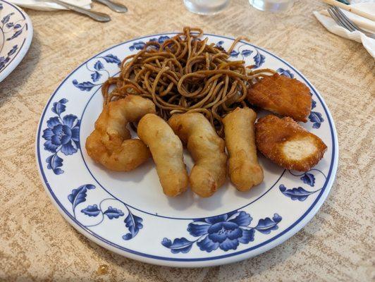 Noodles, donuts, fried chicken