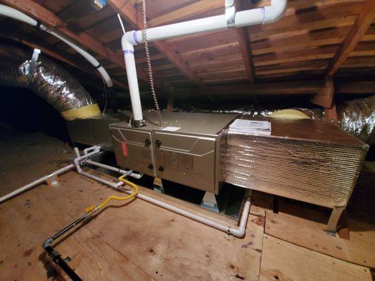 Furnace installed in attic