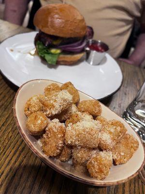 Burger and tots