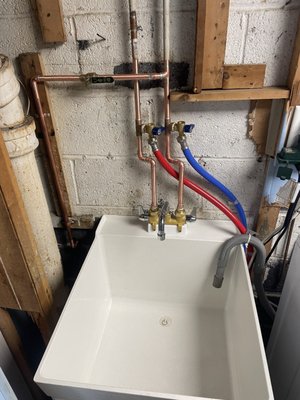 Utility sink, faucet and Washing Machine valves