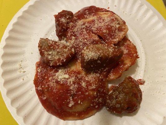 Ravioli with Meatball Platter