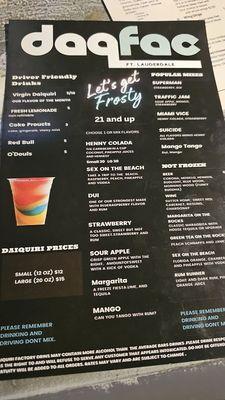 Daqfac drink  menu