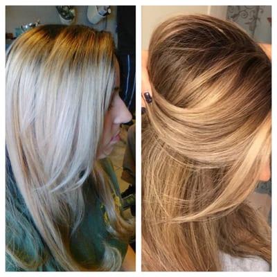 Bleach blonde ombré to full foil high and low lights to give it more of a contrast. Done by: Jerrica Tritto