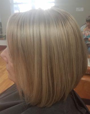 Bob haircut with color and highlights