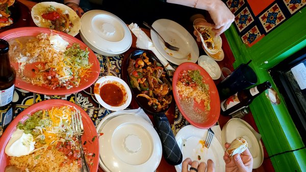 One Beef and two combo (Beef and Chicken) Fajitas