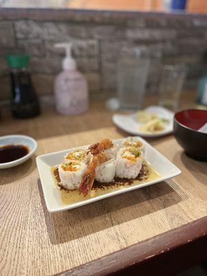 Seared tuna roll - amazing roll. The sauce is incredible