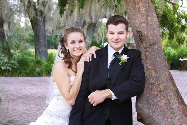 Happy bride and groom at their wedding