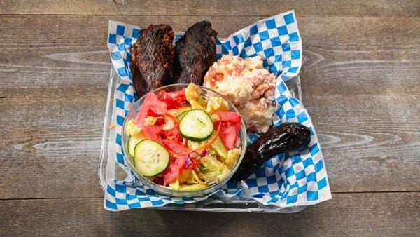 Vacio and Morcilla with Russian and house salad