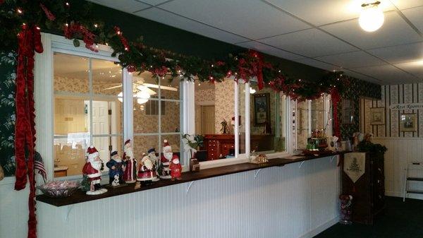 Our lobby is all decked out for Christmas!