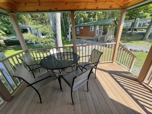 Cabin 79. Love that these table and chairs outside are already provided