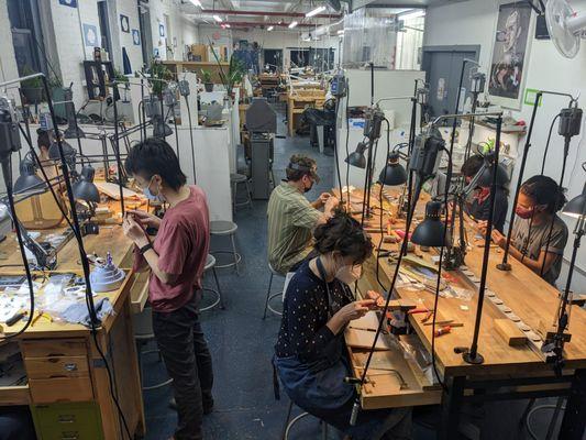 Students at work in class at the studio.