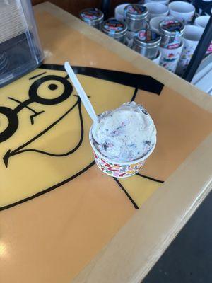 Sweet Cream Ice Cream with Oreos and rainbow sprinkles mixed in