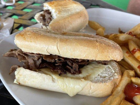 Locos Philly Cheesesteak without the mushrooms lettuce and tomatoes. More bread than steak