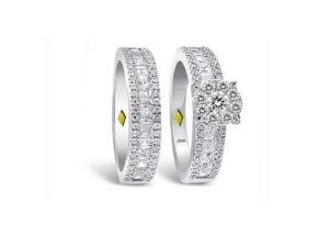 CHARISMA COLLECTION 
14K WHITE GOLD DIAMOND LADIES BRIDAL SET. D=2.15CTW