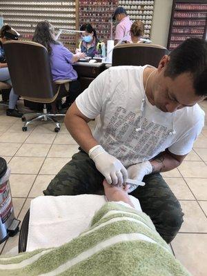 Vinny doing a spectacular pedicure