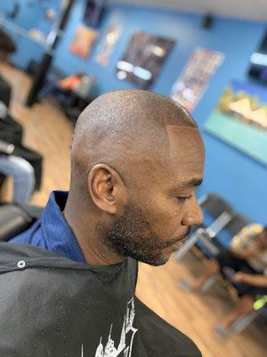 Low Bald Fade and Beard Lineup