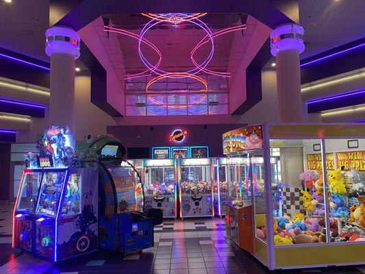 This selection of brand new arcade games is in the front lobby at Oaks Center Cinema