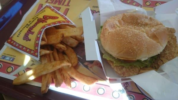 Cajun Filet Sandwich with fries