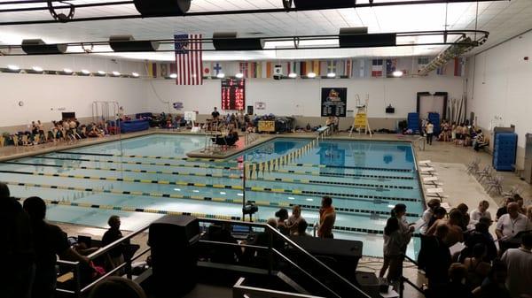 WSU pool...6 lanes of high speed swimmimg with digital timing on the back wall