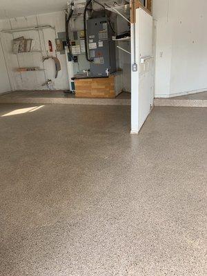 Flakes Concrete coating floors are easy to maintain and are durable will not crack or peeled