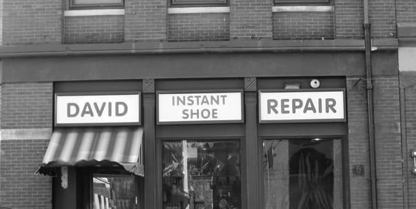 shoe repair shop on the corner of franklin & batterymarch