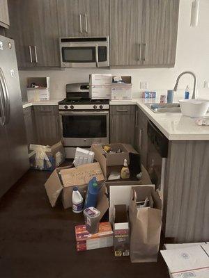 Food items, kitchen items and appliances and miscellaneous.