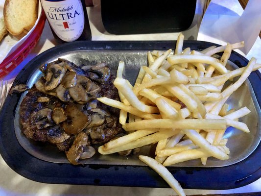 Hamburger steak and side of fries