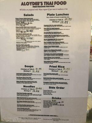 Menu as of 6/21/22