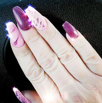 Hard Gel with gel polish design by Olga Ward