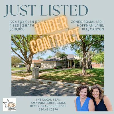 This home in Gruene went under contract quickly. We would love to help you find a home that works for you!