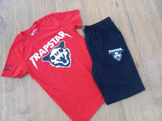 Trapstr-Chicago Short set red, black and white sizes small- 2x