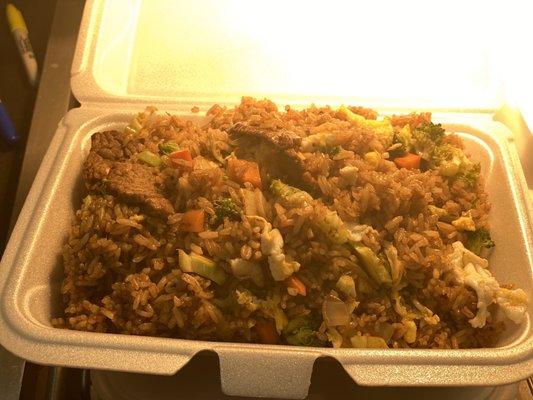 Beef with vegetable rice