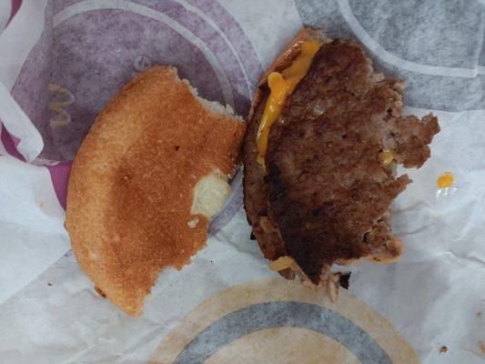 Meat is dry and burn the bread is hard I had to throw the rest of the burger away