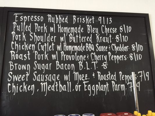 Sandwich menu board