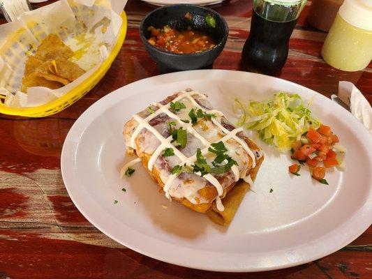 Chimi, chips & pico, coke and salsa