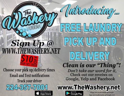 Introducing Pickup & Delivery service. Sign up at thewashery.net,  schedule your pickup time. Done.