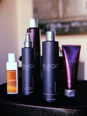 Eufora products used in salon. Eco friendly products for lifestyle friendly hair.