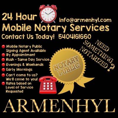 ARMENHYL Mobile Notary Public - Notary Signing Agent - Deal Direct with ARMENHYL - A Family Owned Virginia Small Business! www.armenhyl.com