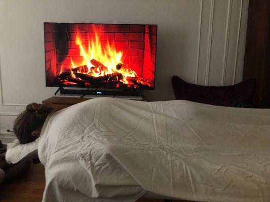 faux fireside massage