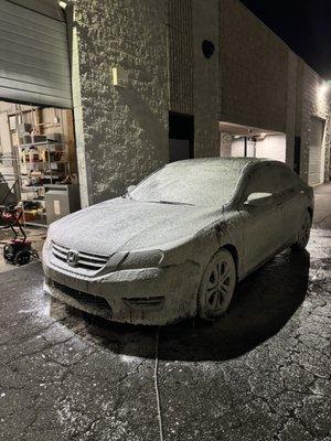 Honda accord getting its full detail before delivery