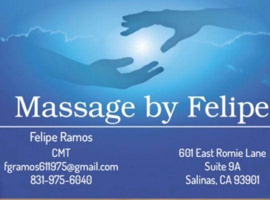 My massage therapist business card.