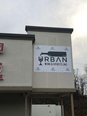 This is our temporary signage, at Urban Wine & Spirits, formerly World of Wines. New signage coming in 2020!