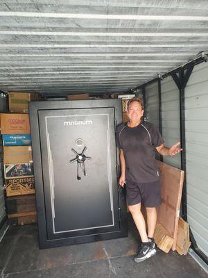 We load heavy gun safes and heavy items into PODS and trucks.  We can also load your your household furniture, appliances and moving boxes.