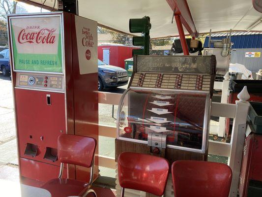 Juke box and Coke machine