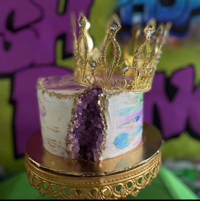 Amethyst Geode Cake fit for a Fresh Princess.
 Sonia's 40th - 90's themed Birthday.