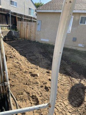 Grading , for the patio extension.