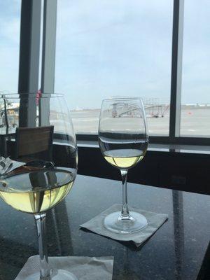 Wine and a view of the tarmac